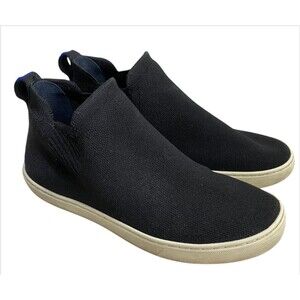 Rothys The Chelsea Boot Womens Sz 8.5 Black Knit‎ Slip On Ankle Mid Top Sneaker